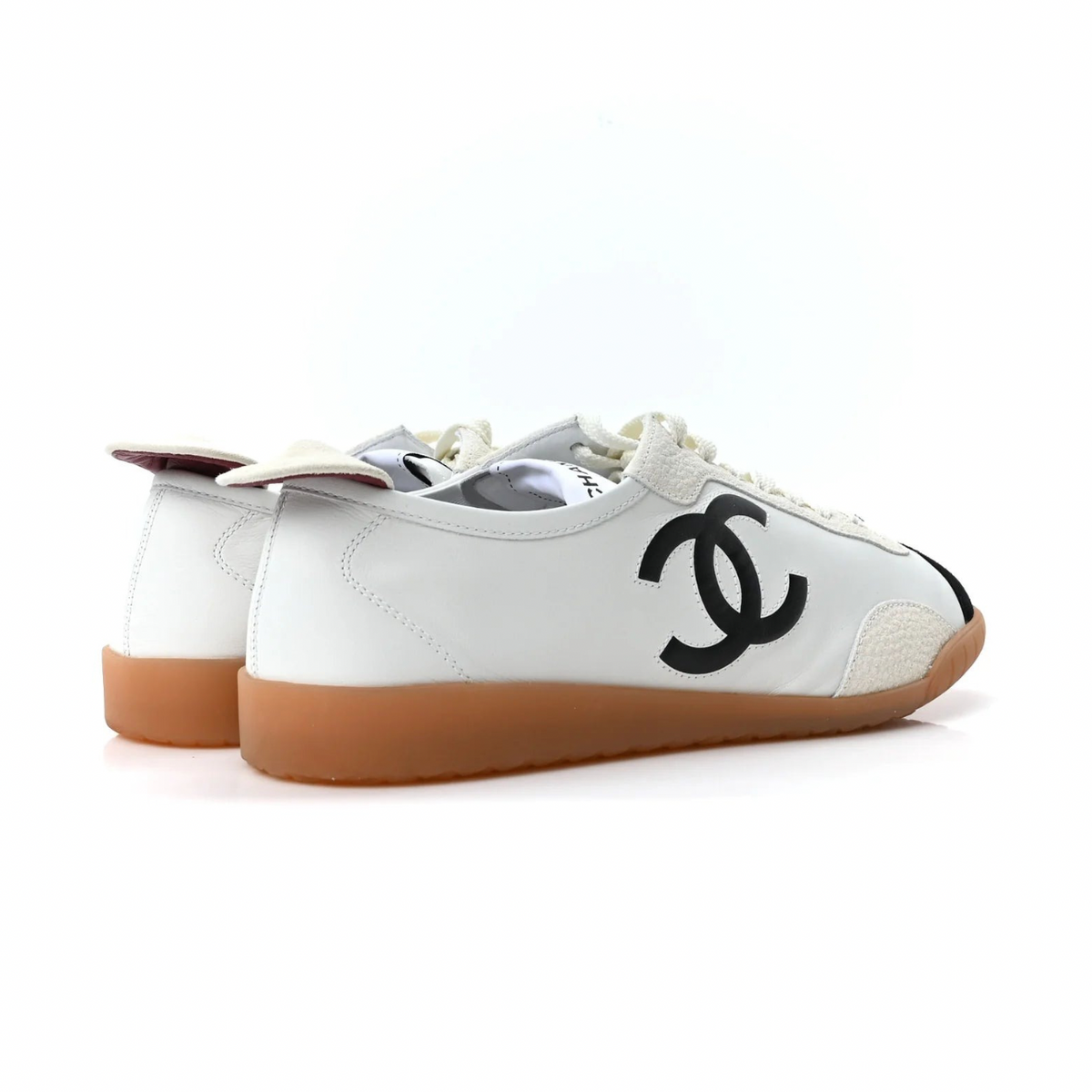 Chanel Calfskin Embossed Suede Womens CC Sneakers