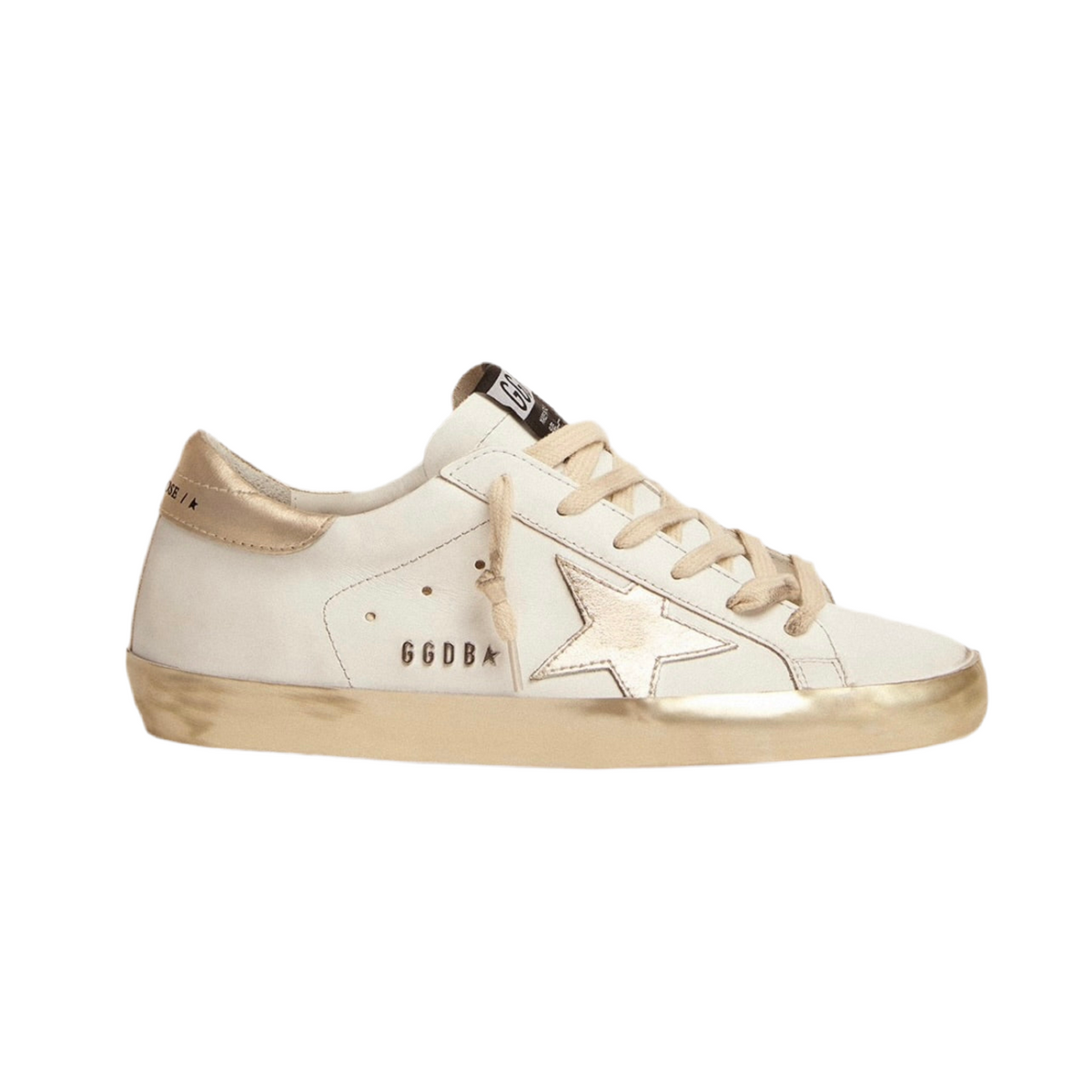 Golden Goose Super-Star with gold sparkle foxing and metal stud lettering(Women's)