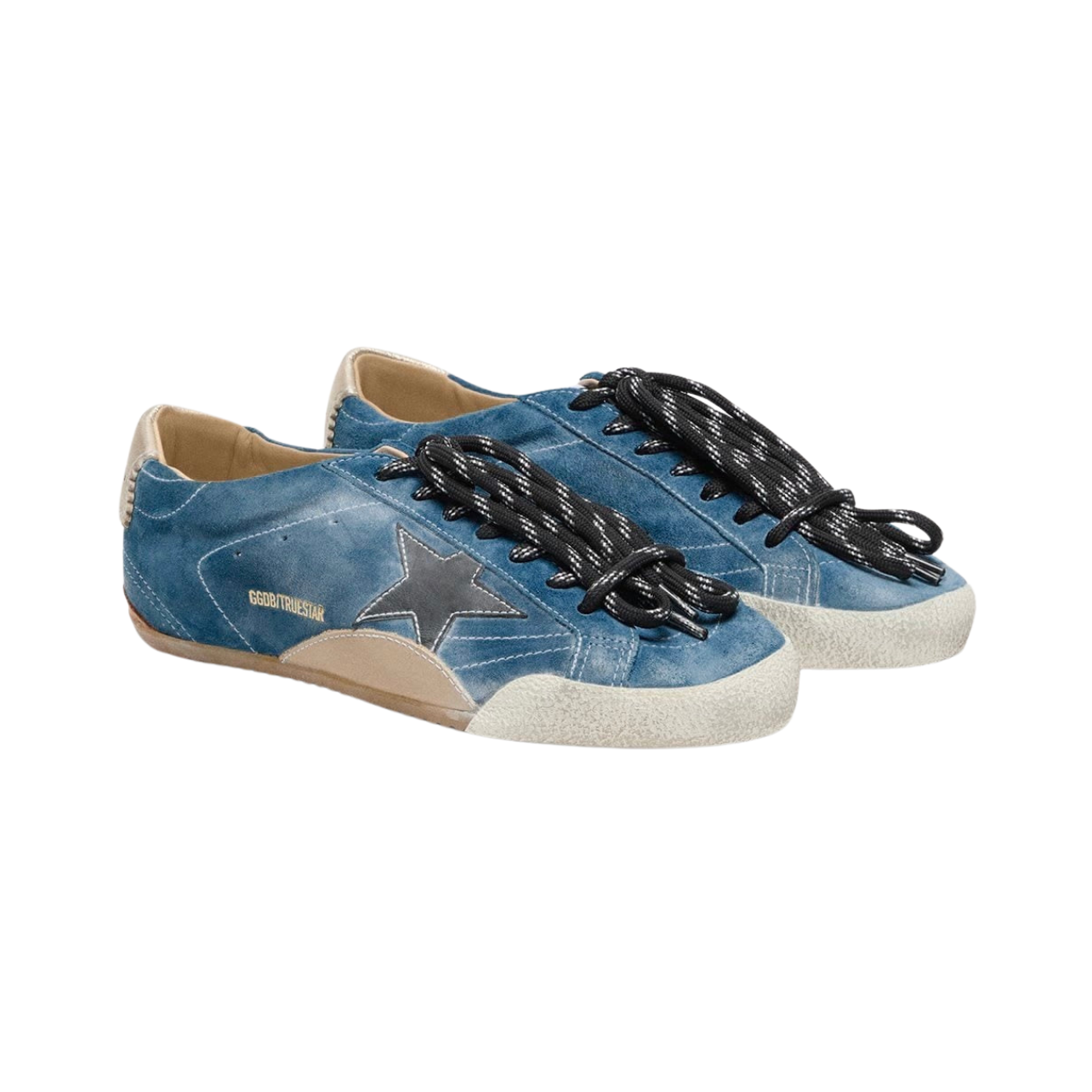 Golden Goose True-Star in teal suede with black star and cream heel tab(Women's)