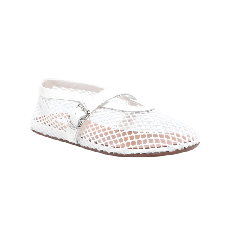Alaïa Buckle Ballet Flats | White