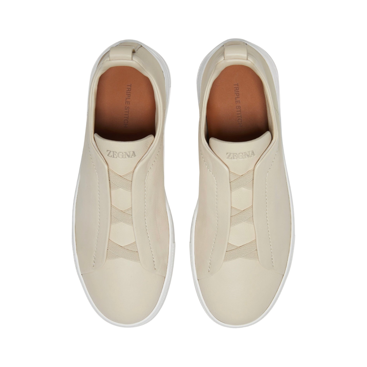 Zegna LIGHT BEIGE TRIPLE STITCH™ SECONDSKIN SNEAKERS