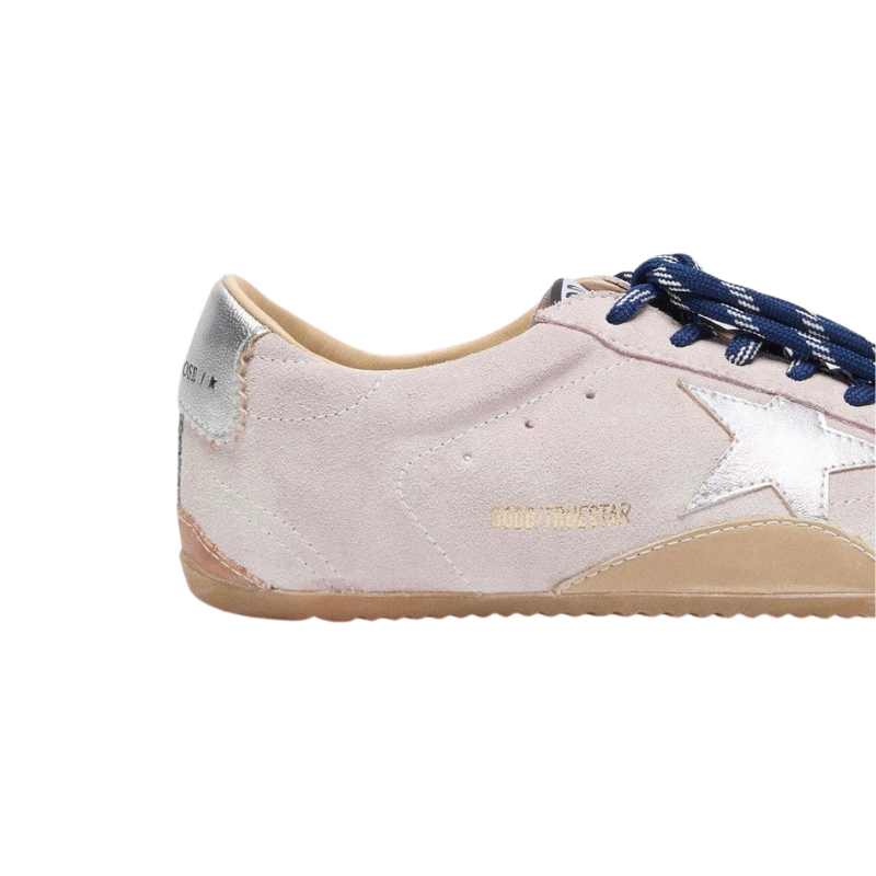Golden Goos True-Star in pastel pink suede with silver star and heel tab(Women's)