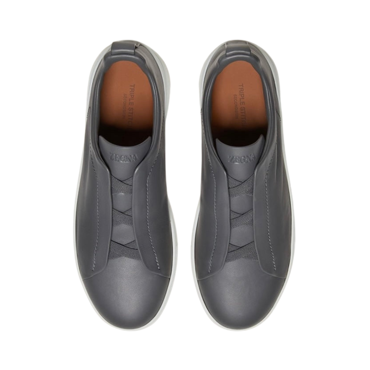 Zegna DARK GREY TRIPLE STITCH™ SECONDSKIN SNEAKERS