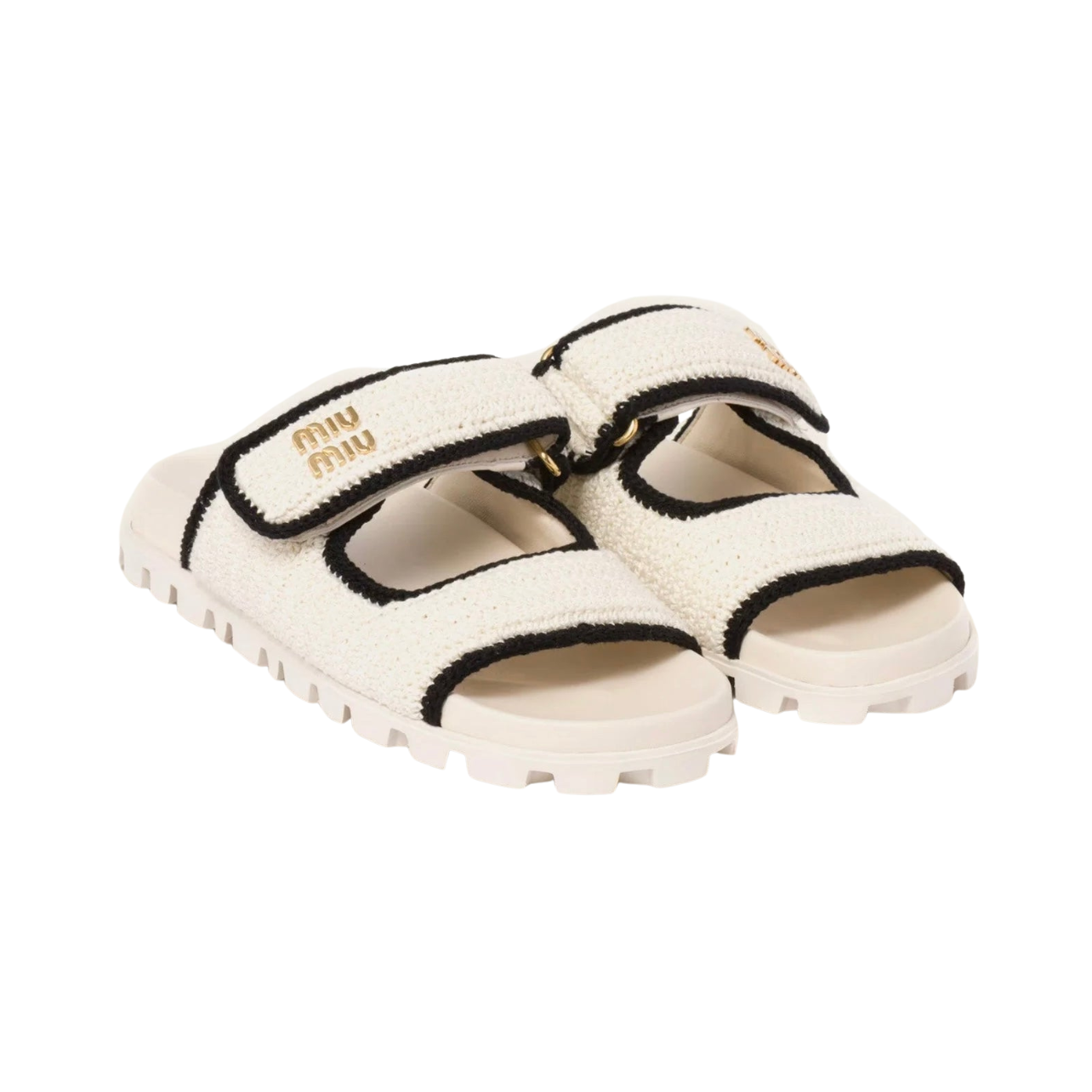 Miu Miu - Crochet Knit Ivory / Black Sandals