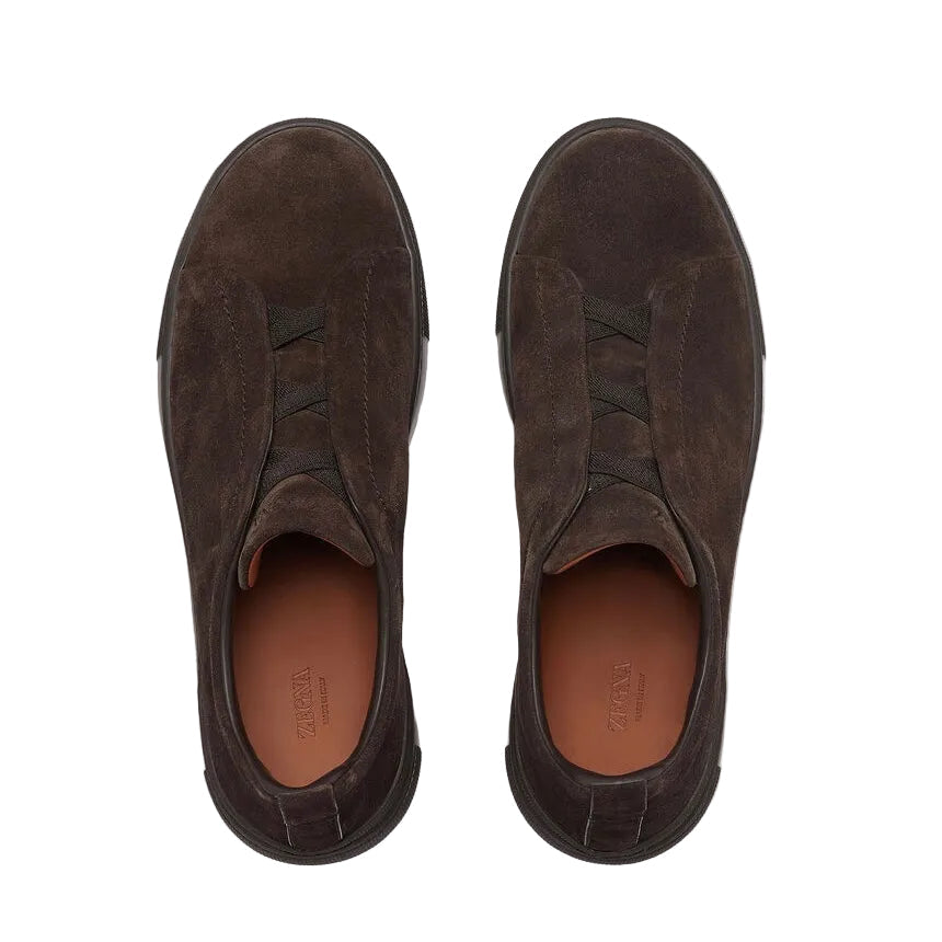 Zegna BROWN TRIPLE STITCH™ SECONDSKIN SNEAKERS