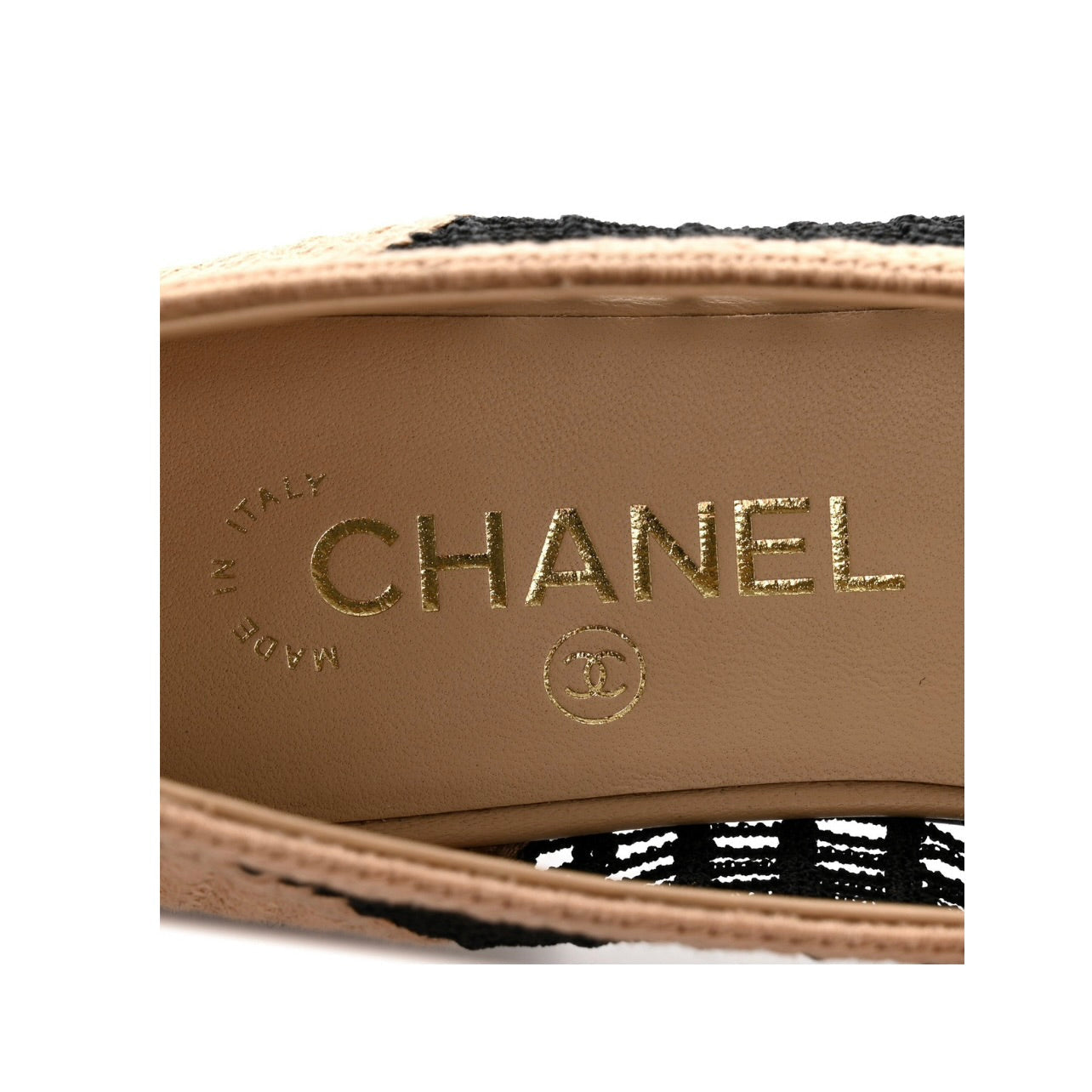 Chanel Beige/Black Knit Fabric and Mesh CC Ballet