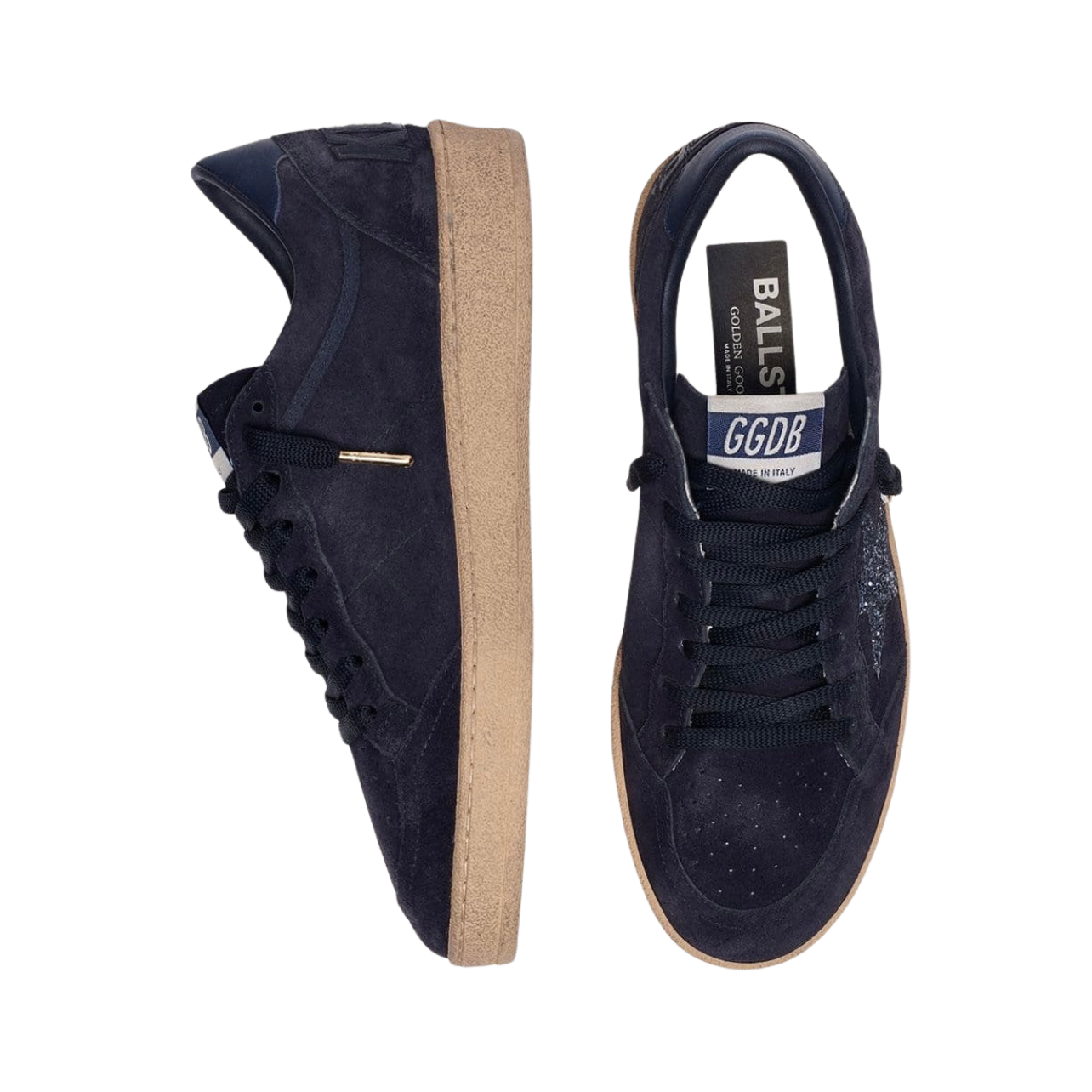 Golden Goose Ball Star in dark blue suede with dark blue glitter star(women)