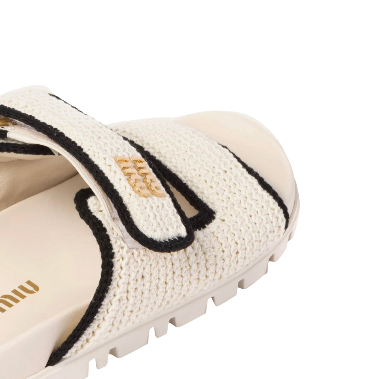 Miu Miu - Crochet Knit Ivory / Black Sandals
