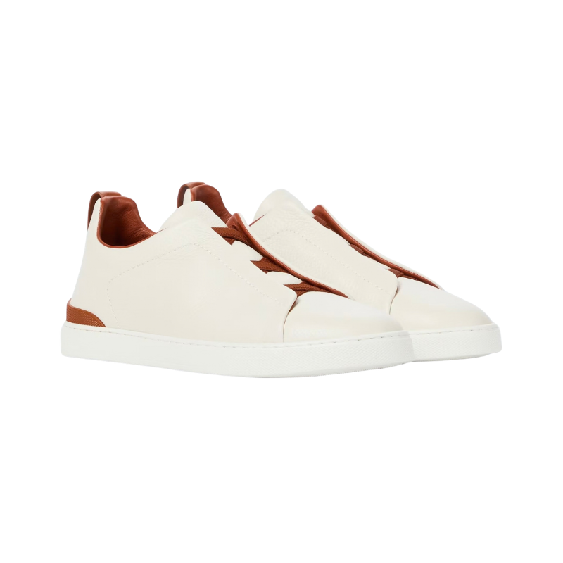 Zegna Triple Stitch leather sneakers WHITE TRIPLE STITCH
