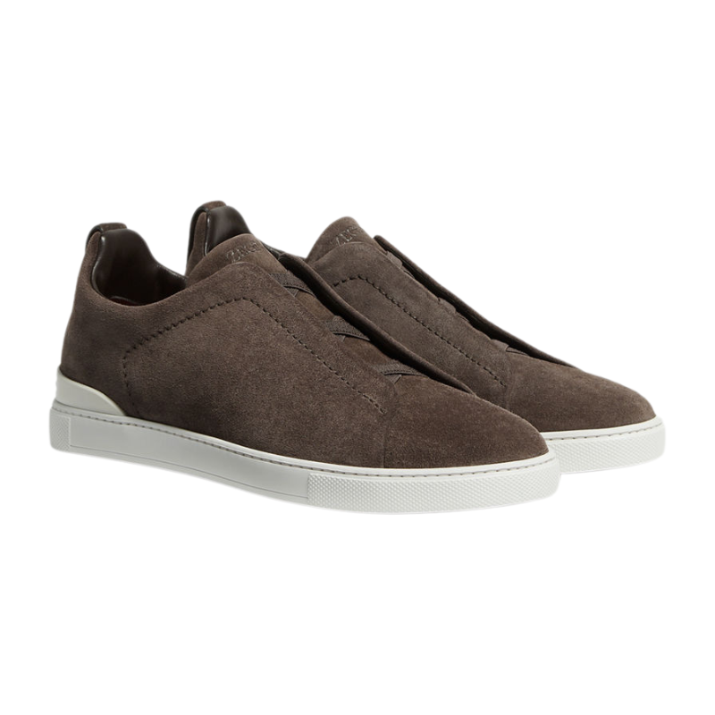Zegna Brown Suede Triple Stitch™ Sneakers