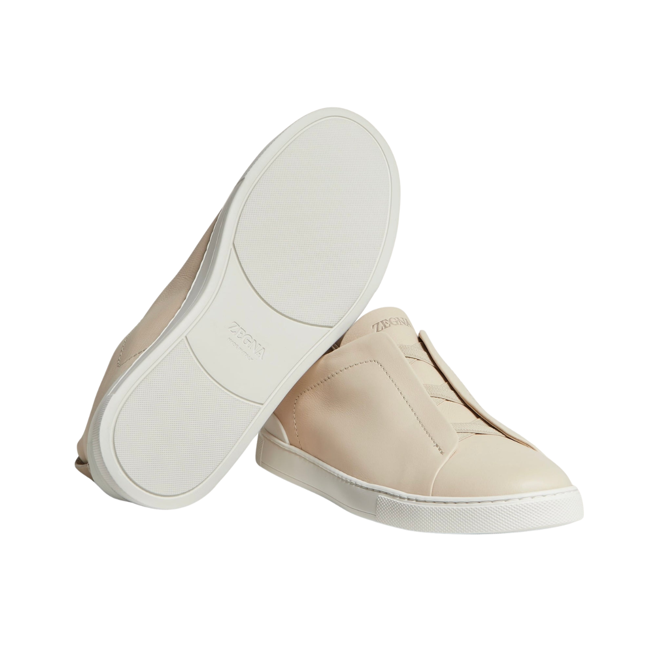 Zegna LIGHT BEIGE TRIPLE STITCH™ SECONDSKIN SNEAKERS
