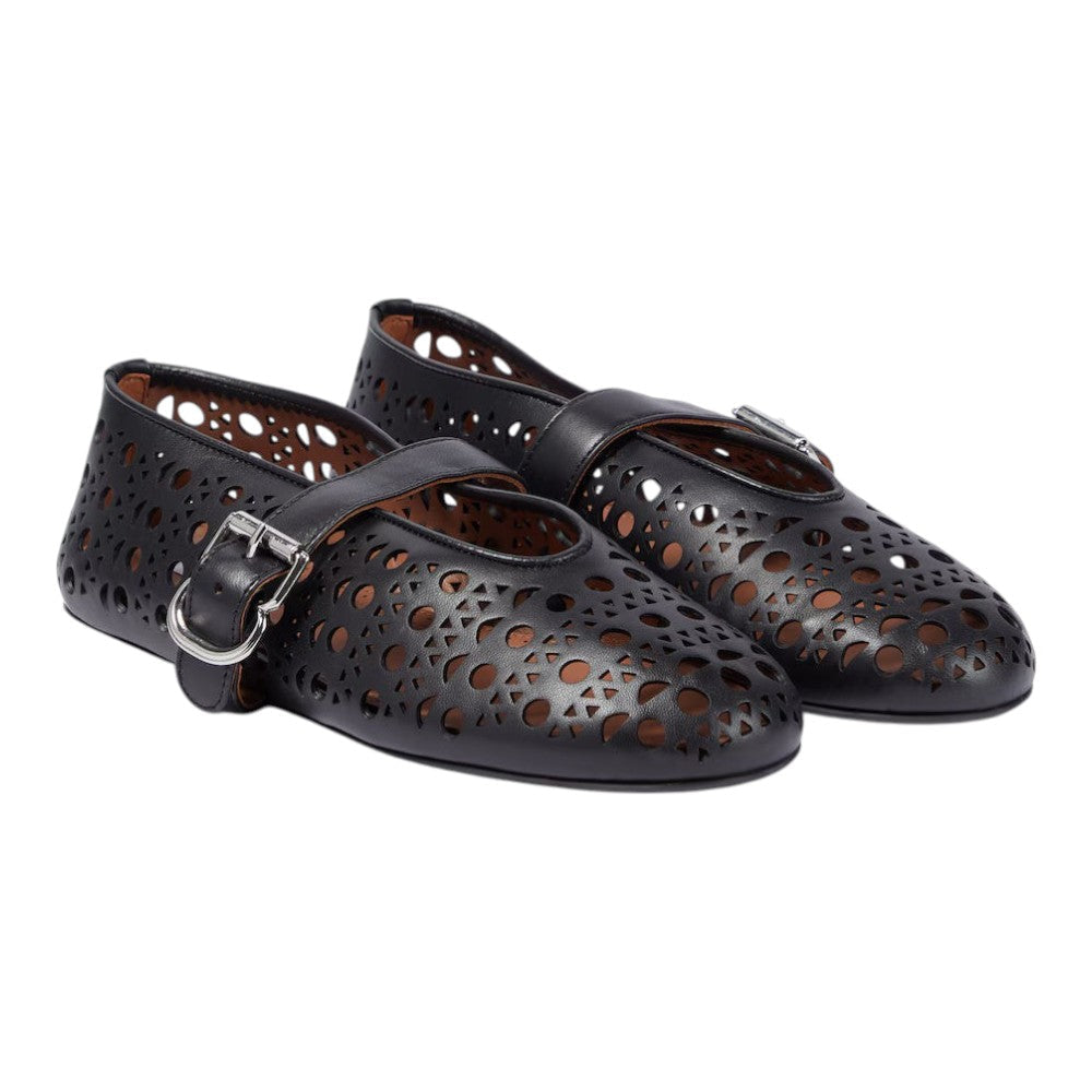 Alaïa Vienne leather ballet flats black