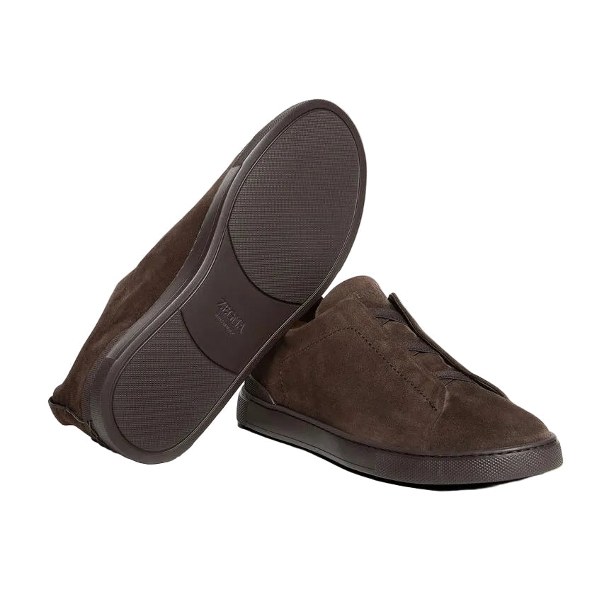 Zegna BROWN TRIPLE STITCH™ SECONDSKIN SNEAKERS