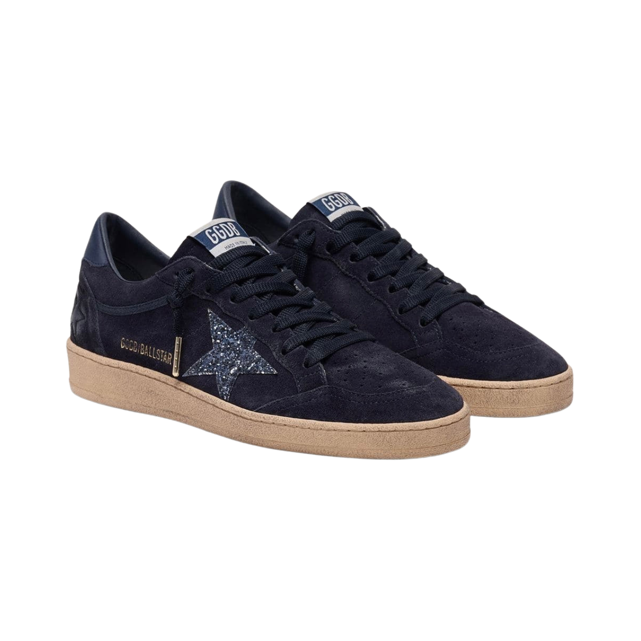 Golden Goose Ball Star in dark blue suede with dark blue glitter star(women)