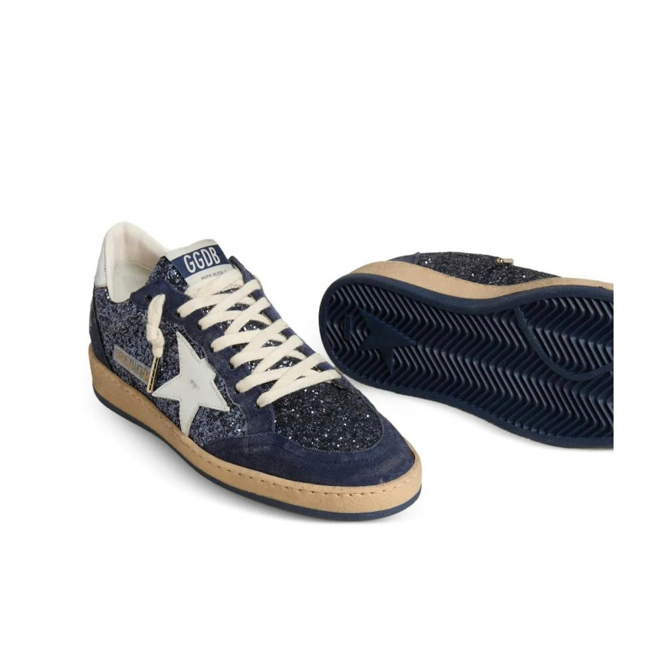 Golden Goose Ball Star in Blue with leather star and metallic leather heel tab(women)