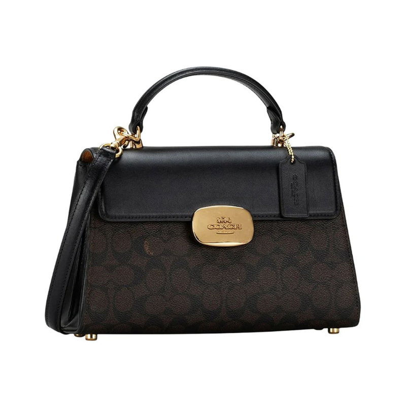 Original Outlet Coach Gold – Brown Black Women Handbag CW012