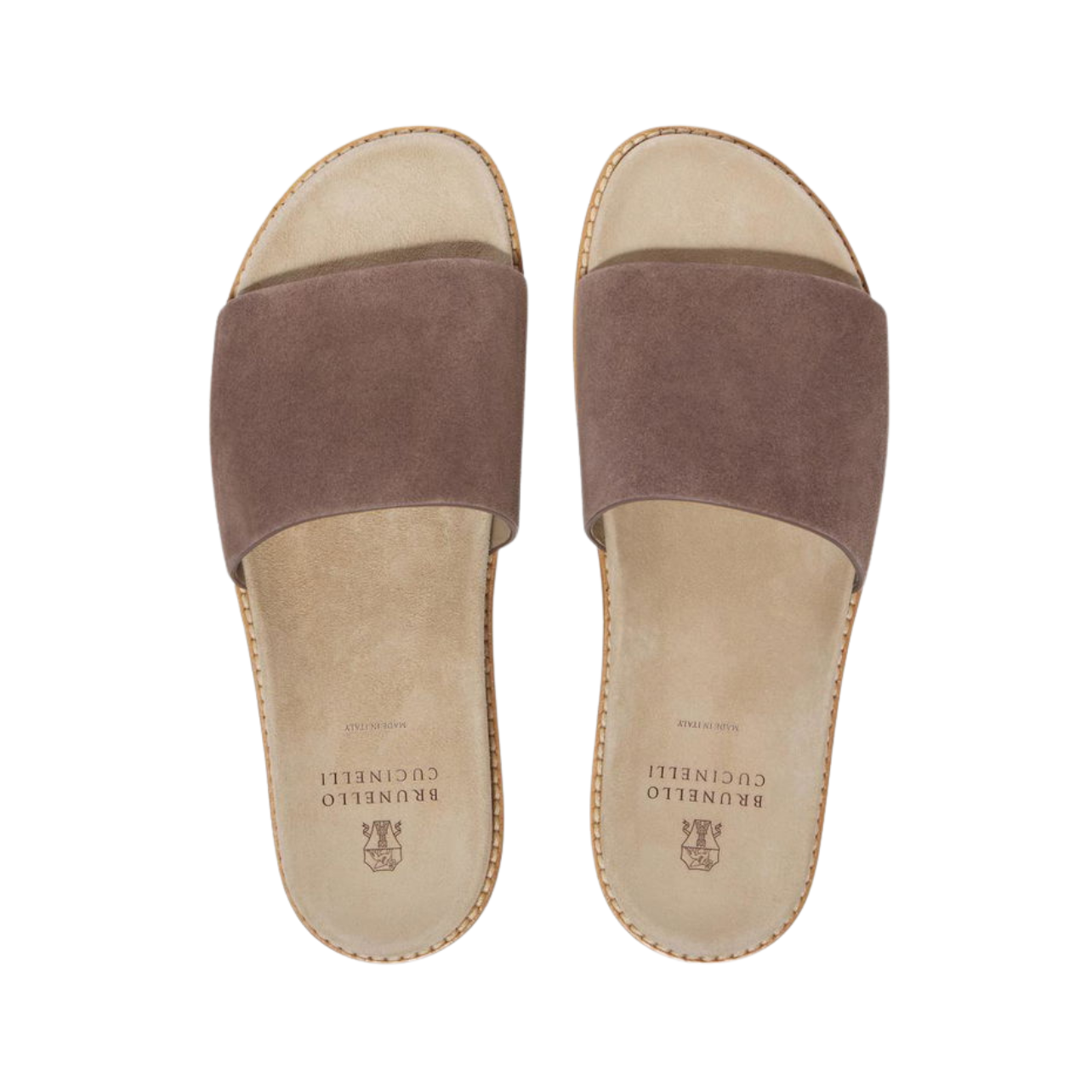 Brunello cucinelli suede slippers brown