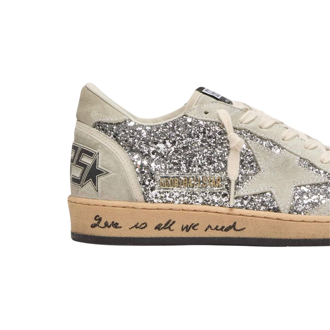Golden Goose Ball Star in silver glitter with ice-gray suede inserts(women)
