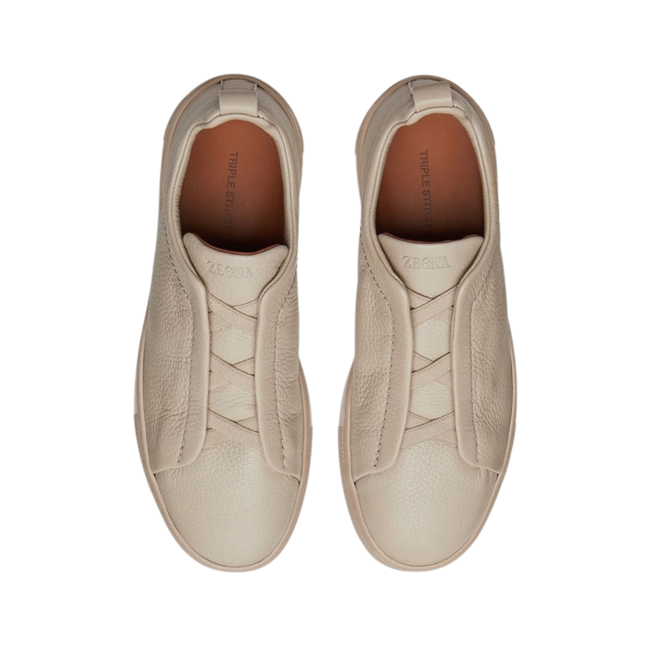 ZEGNA BEIGE DEERSKIN TRIPLE STITCH™ SNEAKERS