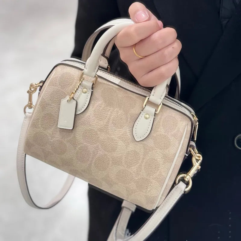 Original Outlet Coach Gold Sand Chalk Women Handbag