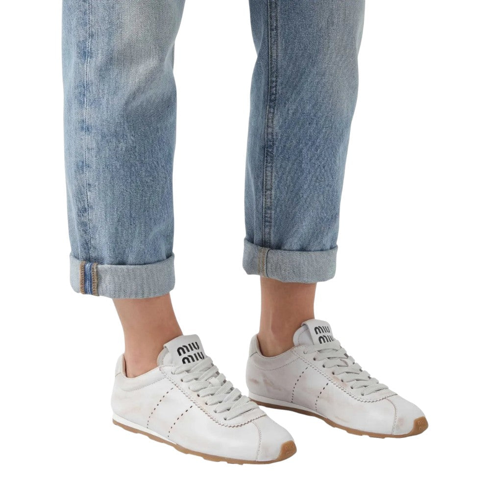 Miu Miu Plume leather sneakers  'White'