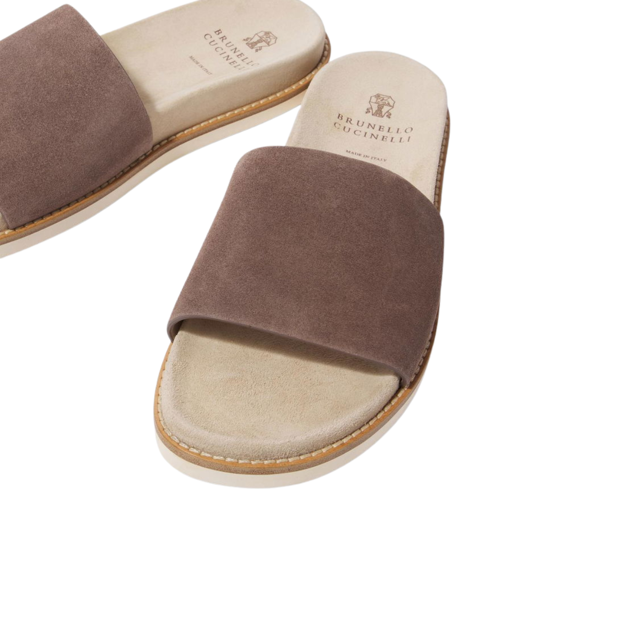 Brunello cucinelli suede slippers brown