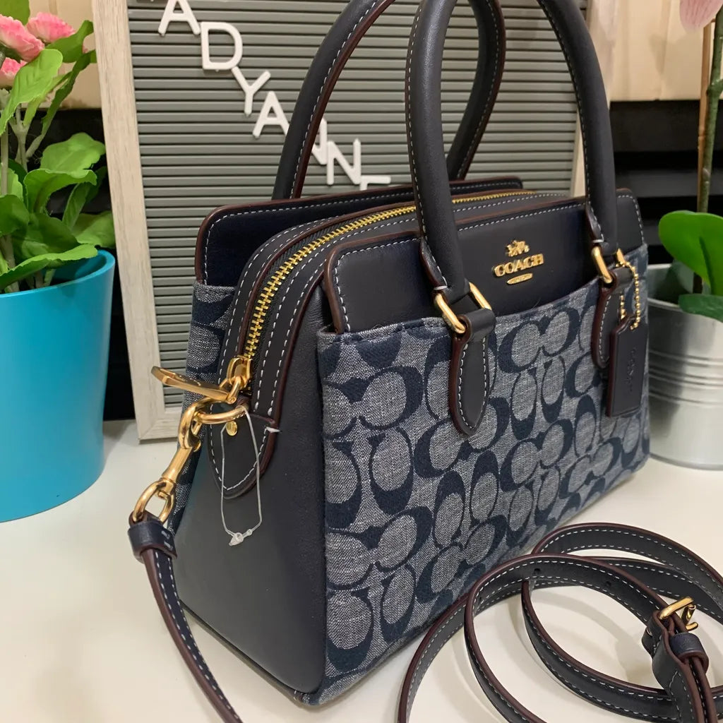 Original Outlet Coach Mini Darcie Carryall In Signature Chambray