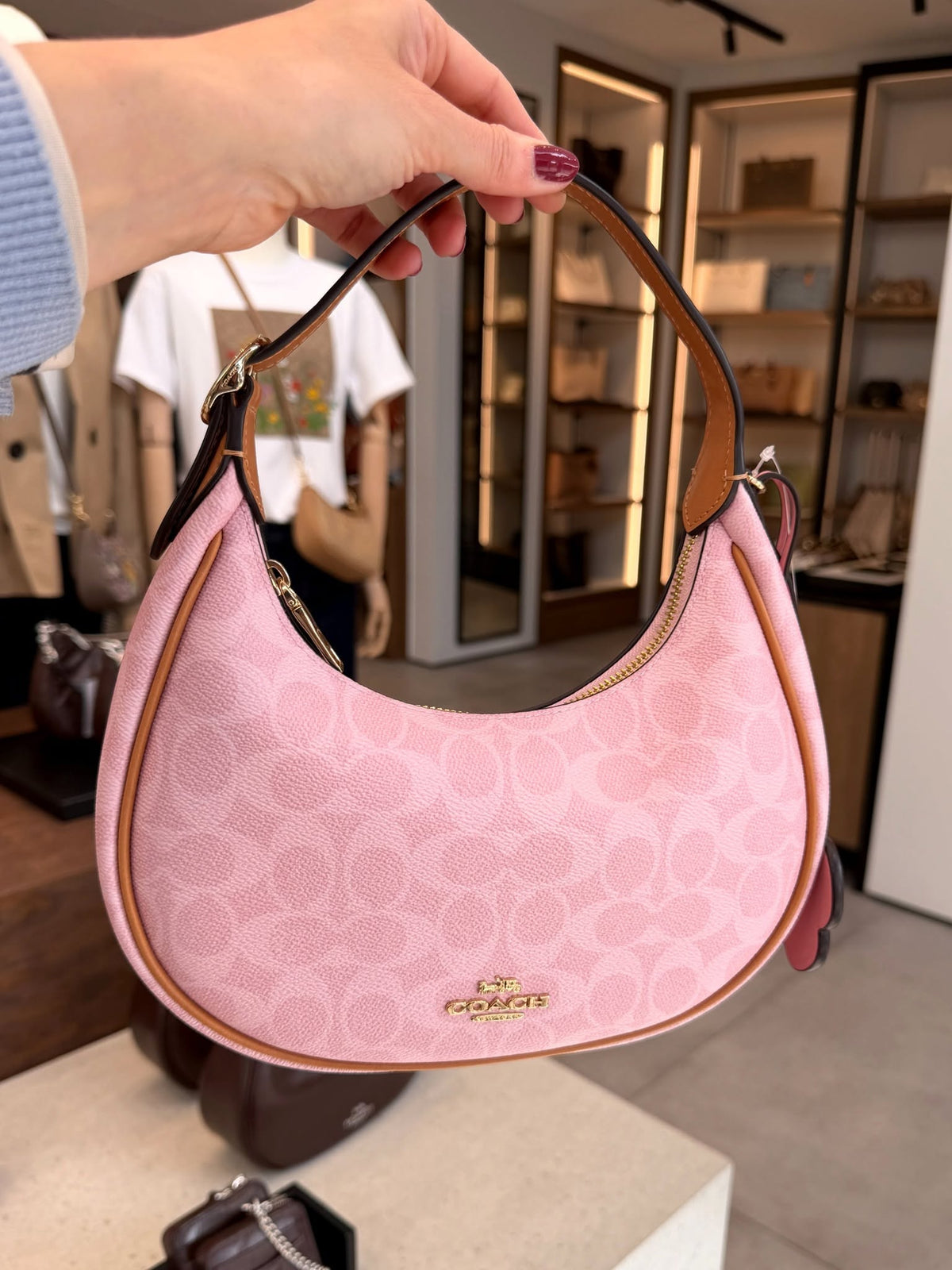 Original Outlet Coach Powder Pink Women Crossbody bag CAM83