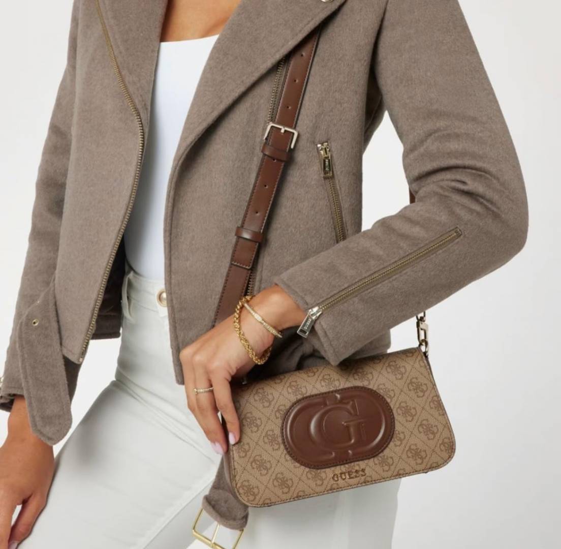 Original Outlet Guess Latte Brown Women Shoulder Bag