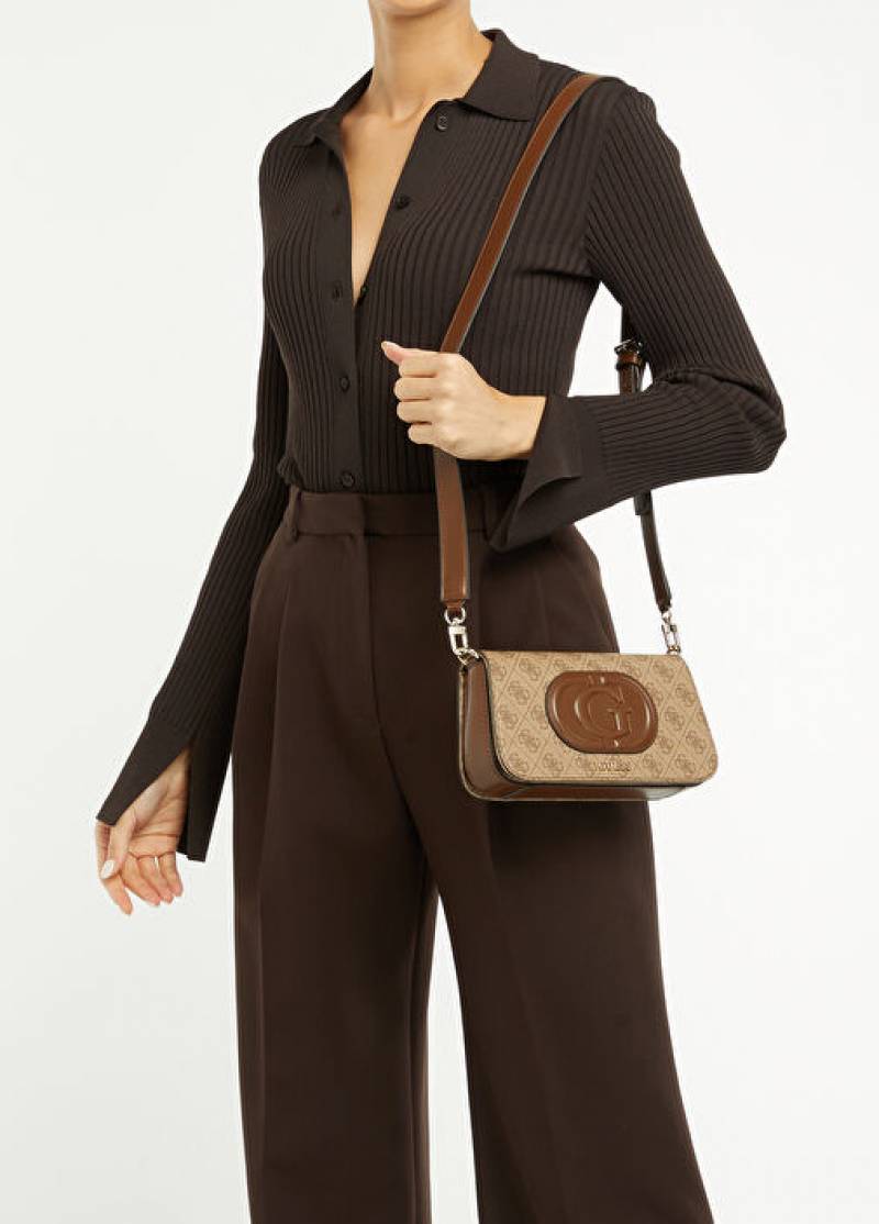 Original Outlet Guess Latte Brown Women Shoulder Bag