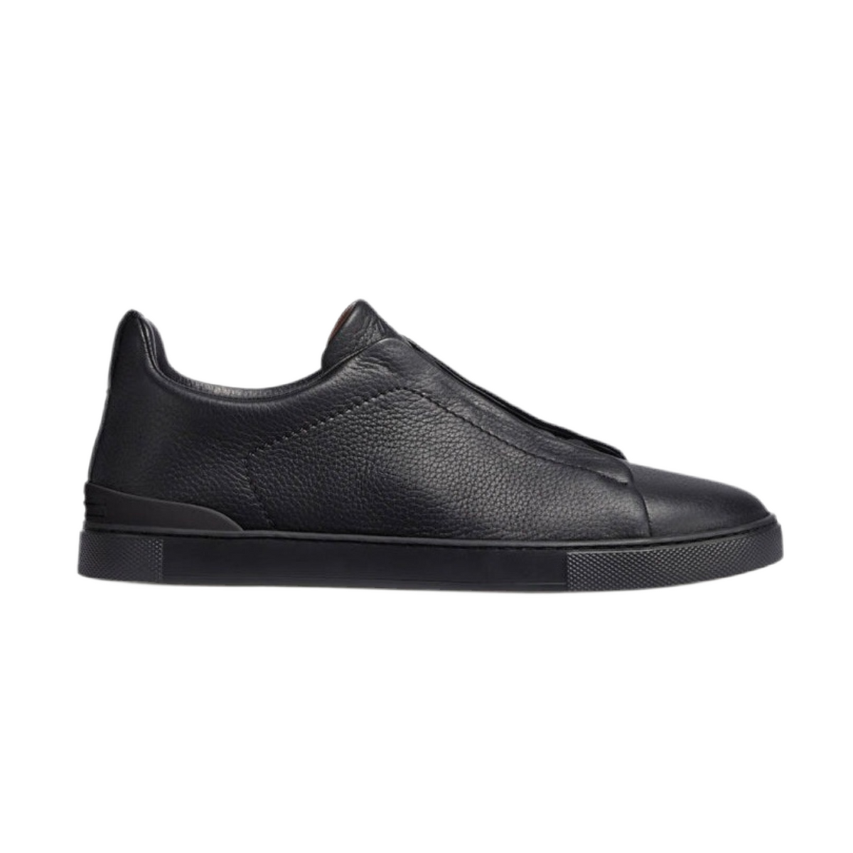 ZEGNA BLACK DEERSKIN TRIPLE STITCH™ SNEAKERS