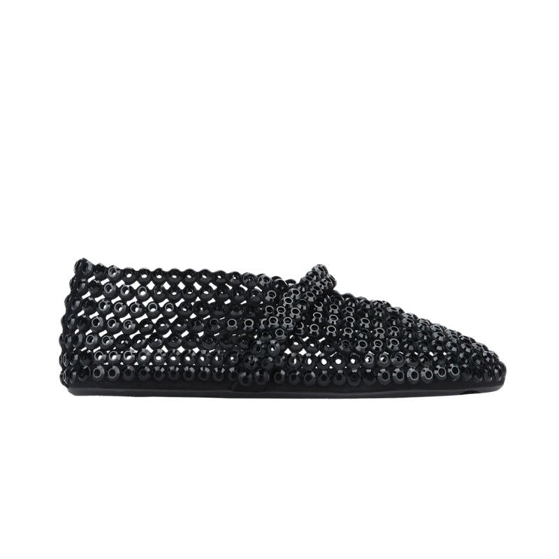 Alaïa Suede Glass-Embellished Ballet Black