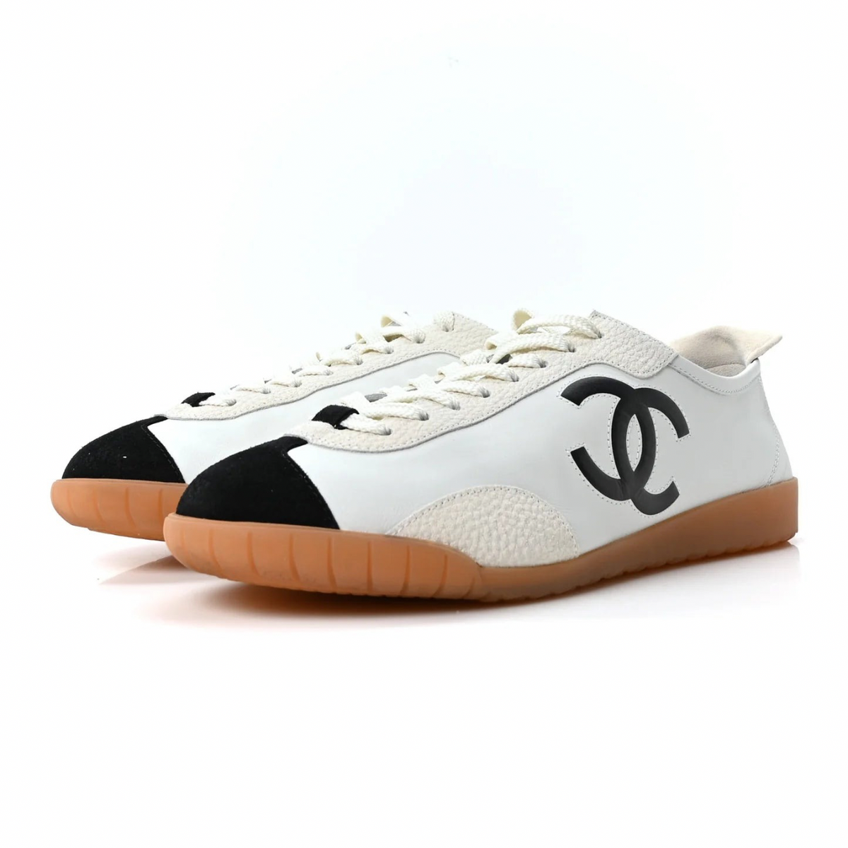 Chanel Calfskin Embossed Suede Womens CC Sneakers