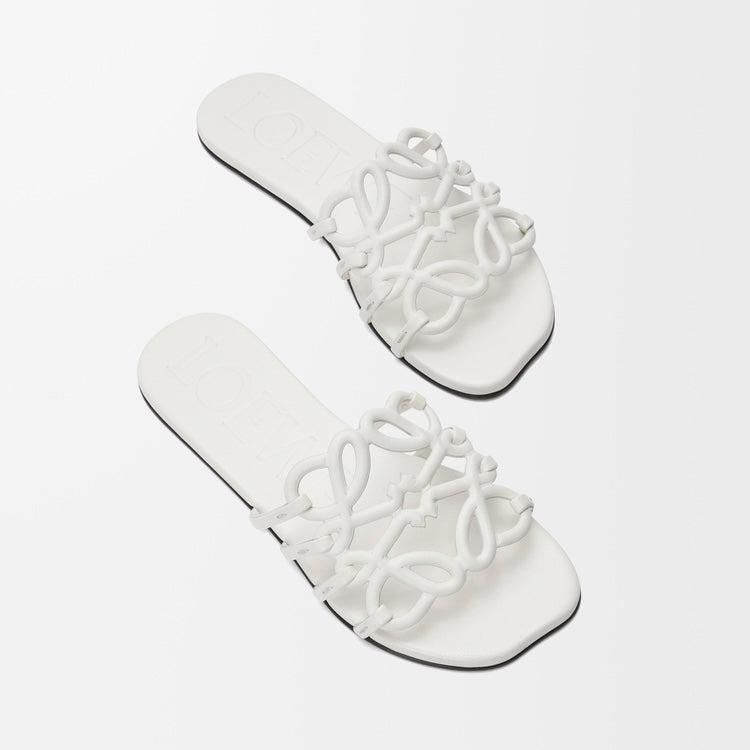 Loewe Petal Anagram leather slides 'All white'