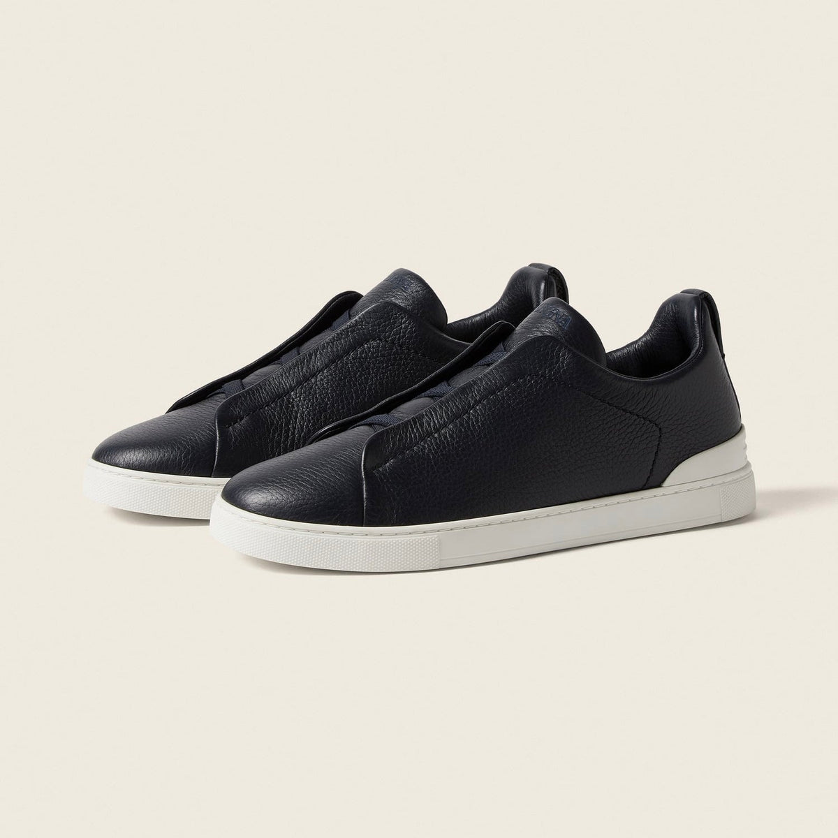 Zegna TRIPLE STITCH™ GENUINE LEATHER SNEAKERS IN BLACK
