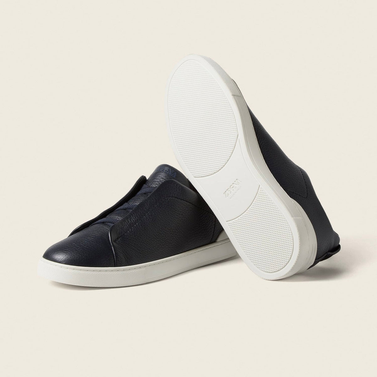 Zegna TRIPLE STITCH™ GENUINE LEATHER SNEAKERS IN BLACK