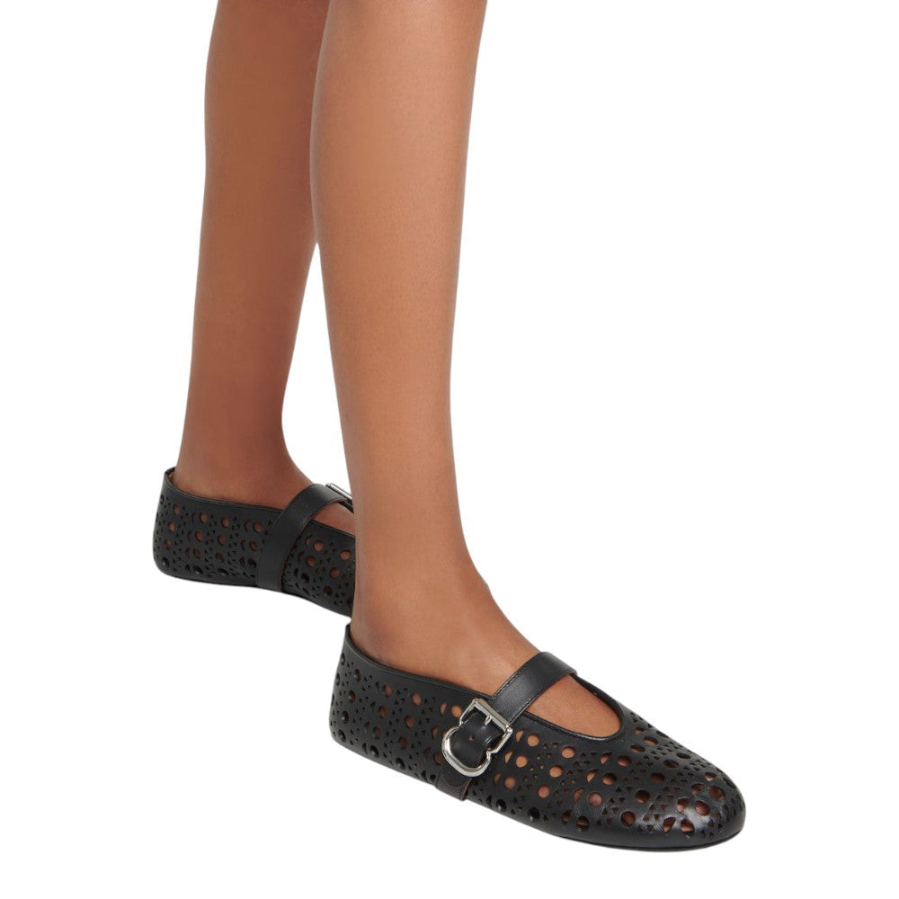Alaïa Vienne leather ballet flats black