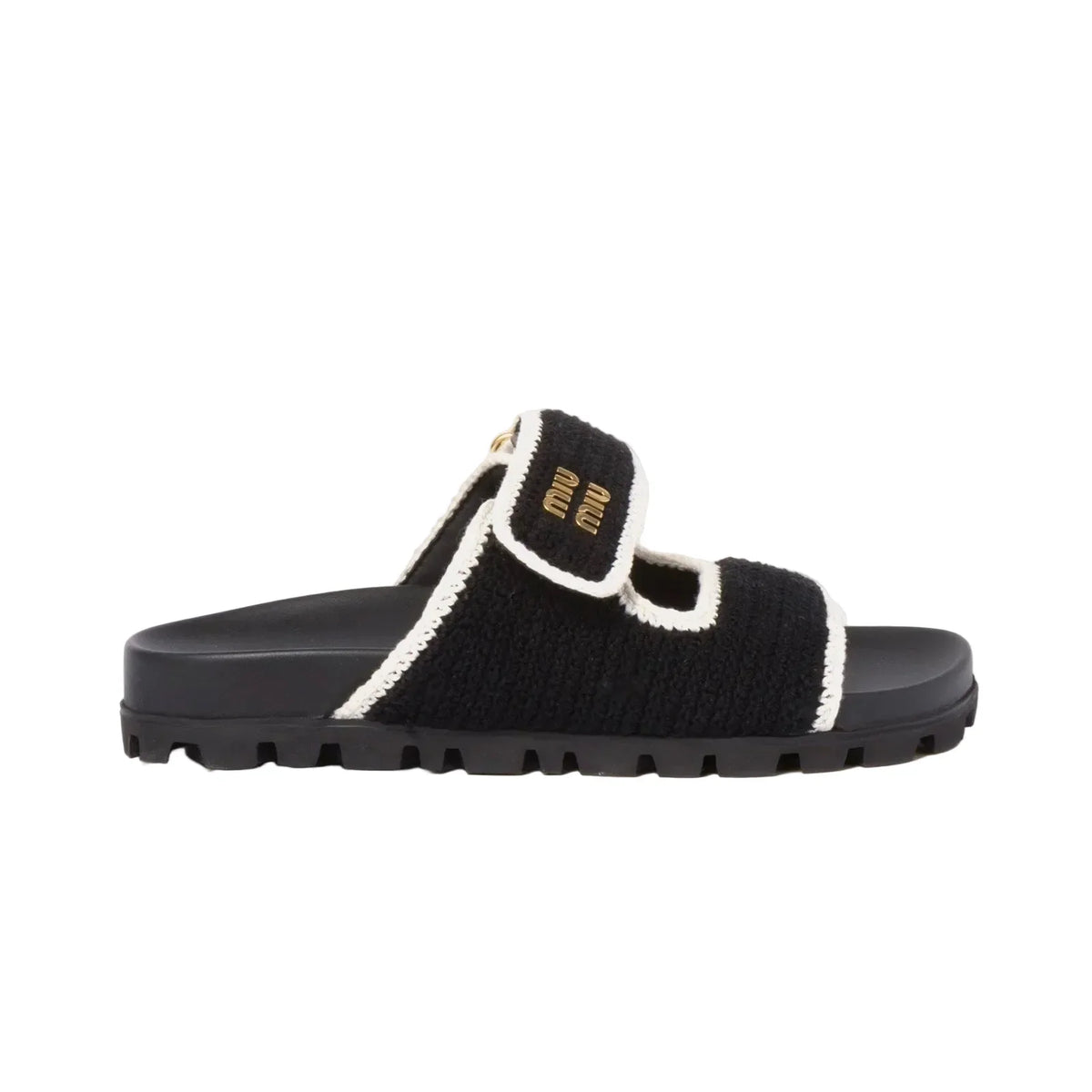 Miu Miu - Crochet Knit Black / Ivory Sandals