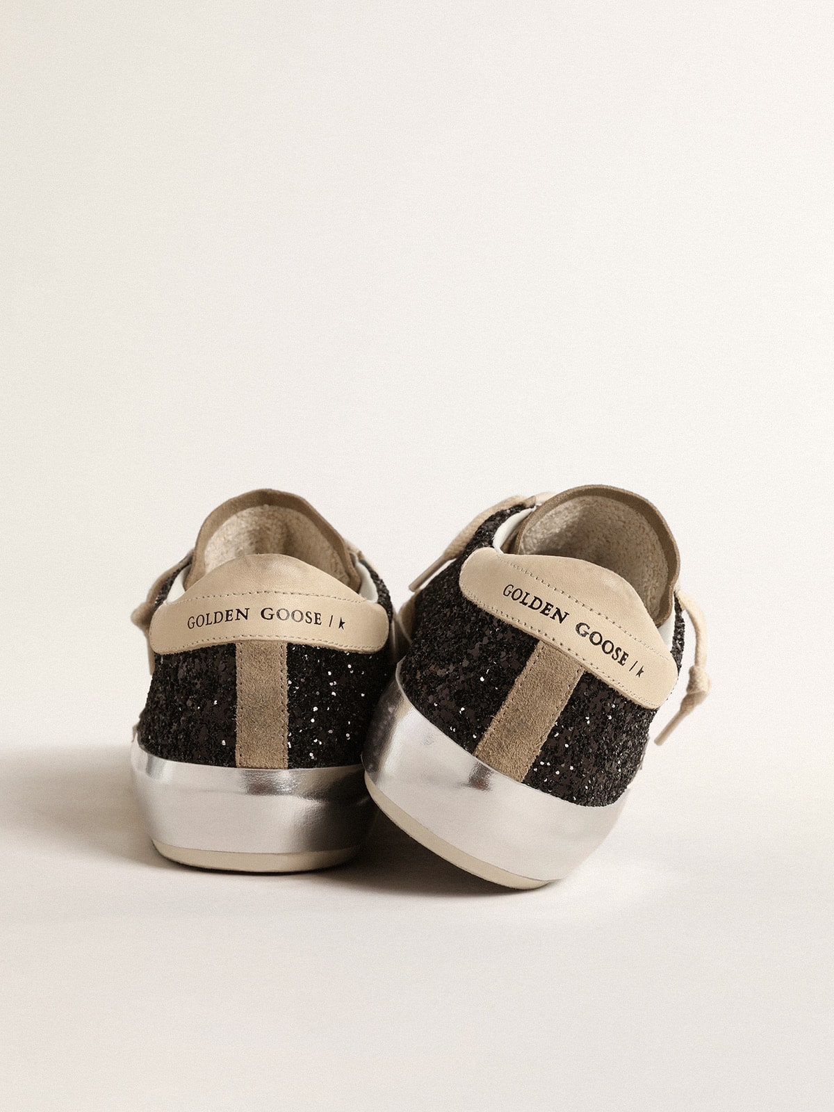 Golden Goose in black glitter with cream star and suede inserts(Women's)
