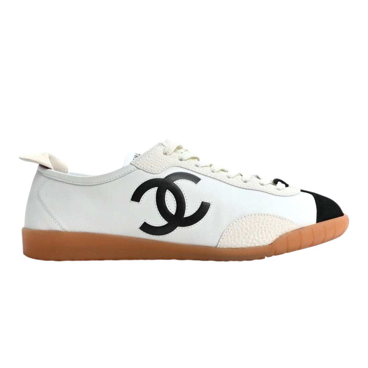Chanel Calfskin Embossed Suede Womens CC Sneakers