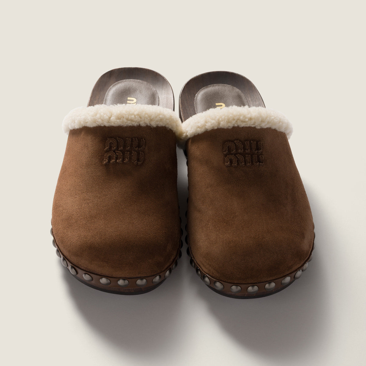 Miu Miu Suede clogs 'Cocoa Brown'