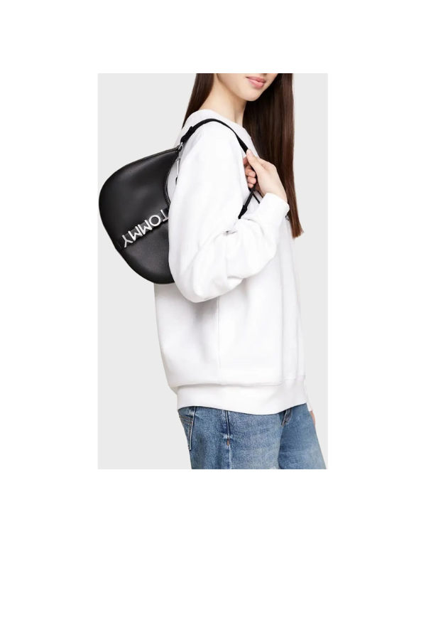 Original Outlet Tommy Hilfiger Black Women Shoulder Bag Aw0Aw16510 – Elegant Everyday Shoulder Bag