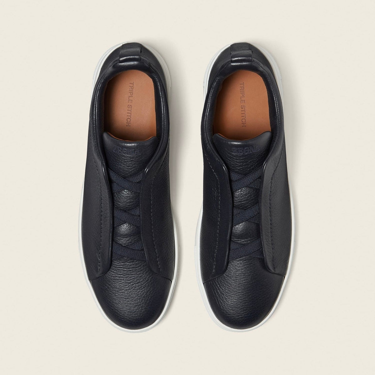 Zegna TRIPLE STITCH™ GENUINE LEATHER SNEAKERS IN BLACK