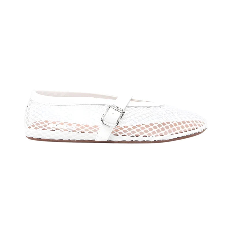 Alaïa Buckle Ballet Flats | White