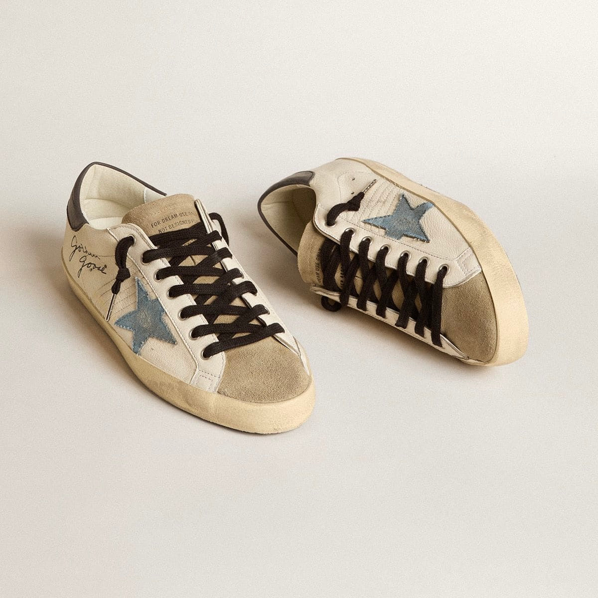 Golden Goose Super-Star in nappa leather with light blue suede star and gray leather heel tab (Men's)