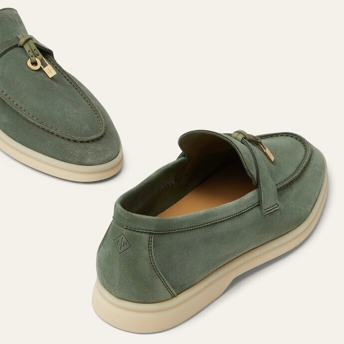 Loro Piana Summer Charms Walk Loafer Suede Green Lagoon (518W)