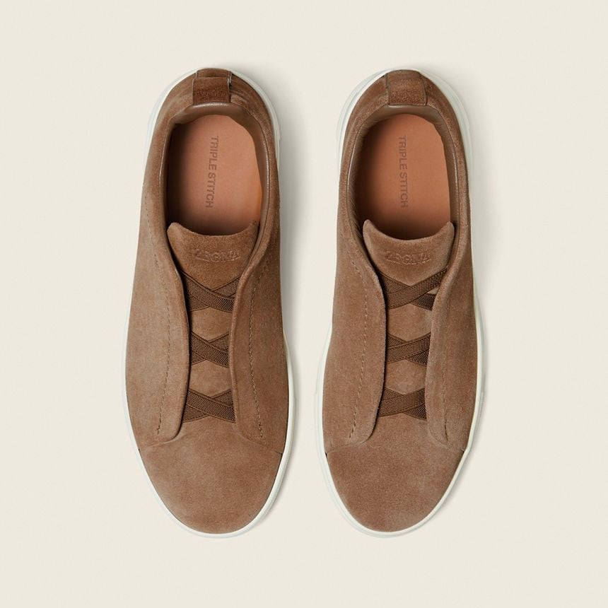 Zegna DARK BEIGE SUEDE TRIPLE STITCH™ SNEAKERS