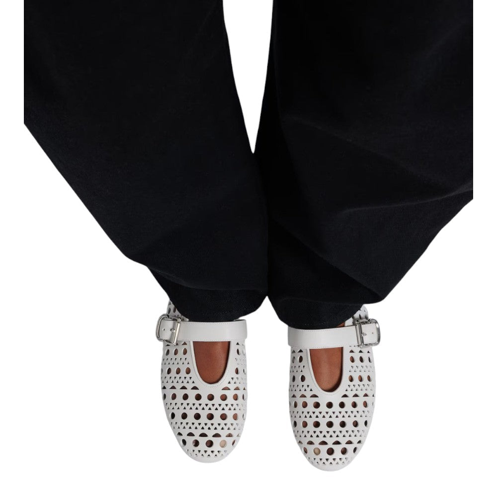 Alaïa Vienne laser-cut leather ballet flats