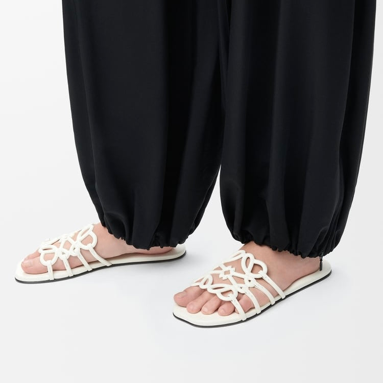 Loewe Petal Anagram leather slides 'All white'