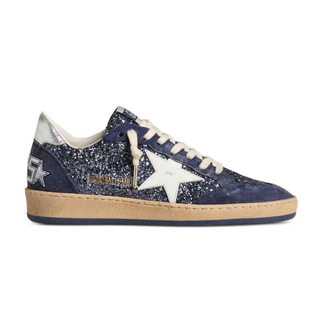 Golden Goose Ball Star in Blue with leather star and metallic leather heel tab(women)
